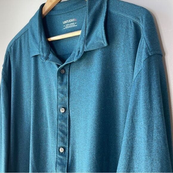 UNTUCKit Performance Button Down Shirt Teal 3XL - Picture 3 of 8